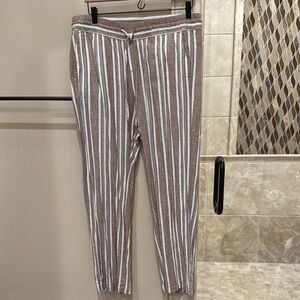 Brown and White Striped women’s  Pants